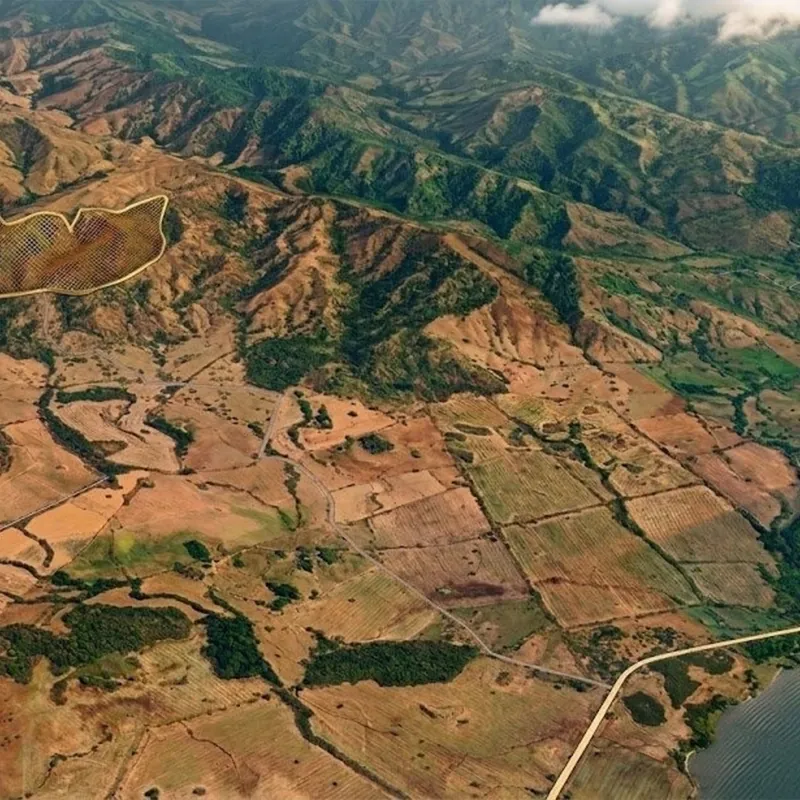 Vista aérea publicada para Eco Cañas; no acredita linderos